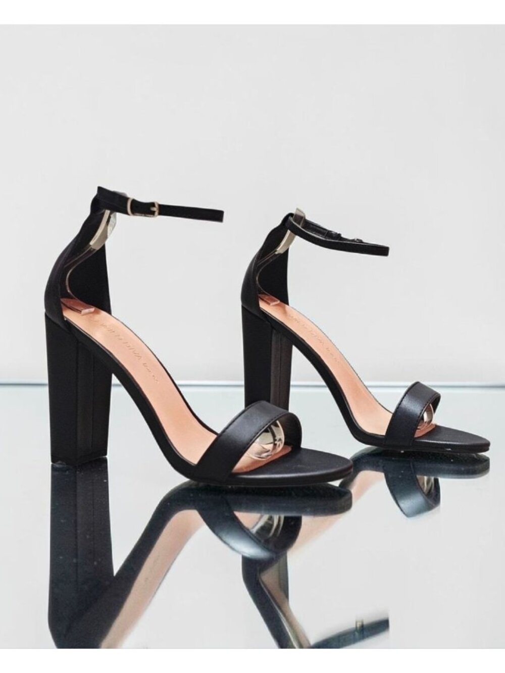Black Chunky Heel Ankle Strap Sandals For Women Open Toe 4-Inch Heels Elegant & - Picture 6 of 15